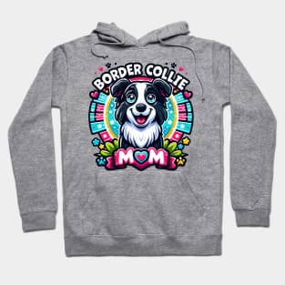 Border Collie Mom: Cheerful Cartoon Dog Love Design Hoodie